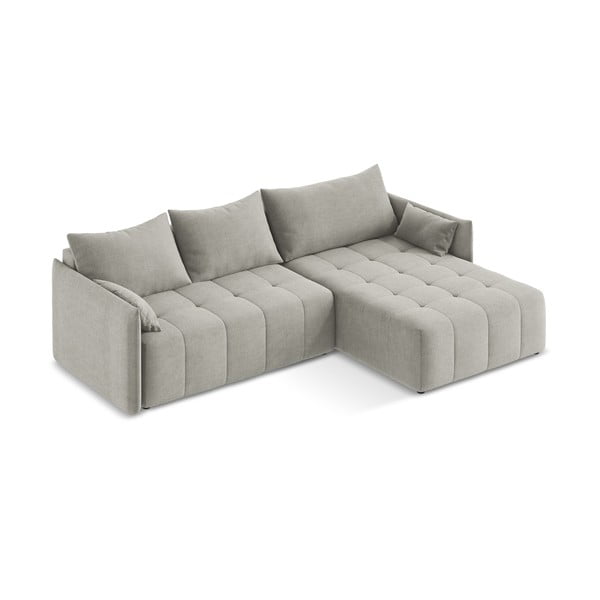 Šviesiai pilkos spalvos sulankstoma/su sandėliavimo vieta kampinė sofa (su dešiniuoju kampu/su gultu) Moku – Makamii-image-3