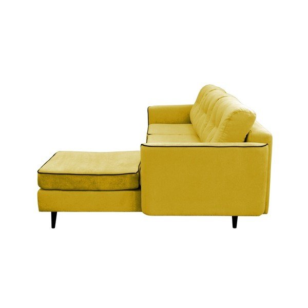 Geltonos spalvos sofa lova su juodomis kojomis Mazzini Sofas Dragonfly, dešinysis kampas-image-4