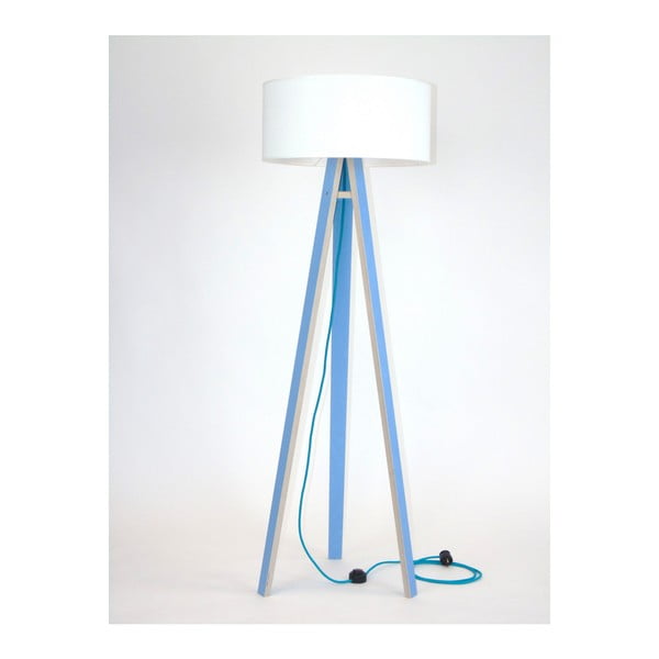 Mėlynas grindų šviestuvas su baltu atspalviu ir turkio spalvos laidu "Ragaba Wanda