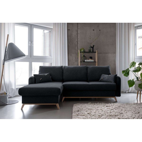 Tamsiai pilka kampinė sofa-lova Miuform Scandic Lagom, kairysis kampas-image-1