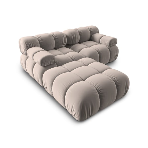 Iš velveto modulinė kampinė sofa šviesiai rudos spalvos (kintama) Bellis – Micadoni -image-4