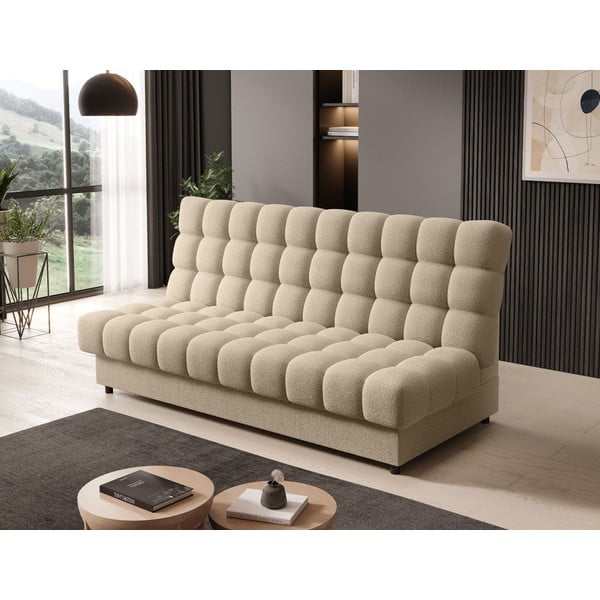 Smėlio spalvos iš boucle sulankstoma/su sandėliavimo vieta sofa 197 cm Clareta – ELTAP-image-3