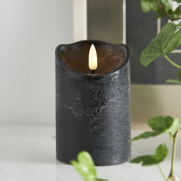 Juoda LED vaško žvakė Star Trading Flamme Rustic, aukštis 12,5 cm-image-1