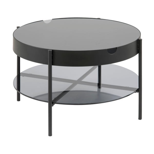 "Actona Tipton" juodas šoninis staliukas su daiktadėže, ⌀ 75 cm