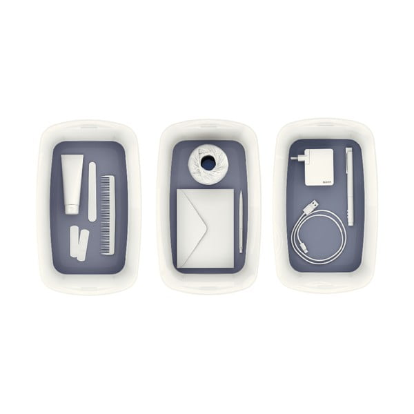 Iš plastiko daiktadėžė baltos spalvos/pilkos spalvos su dangčiu 32x19x13 cm MyBox – Leitz-image-2