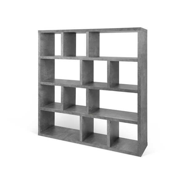 Knygų spinta  pilkos spalvos su betono dekoru 150x159 cm Berlin – TemaHome-image-2