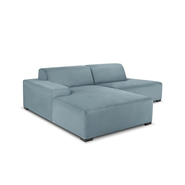 Šviesiai mėlyna aksominė kampinė sofa Cosmopolitan Design Hobart, kampas kairėje-image-4