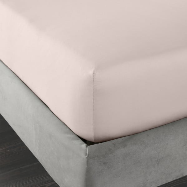 Rožinės spalvos iš satino medvilnės paklodė su guma 150x200 cm Cotton Sateen – Bianca-image-3