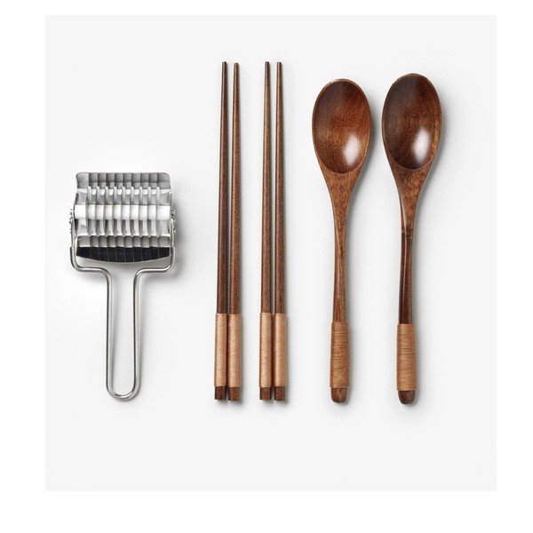 Mėlynos spalvos valgymo lazdelių rinkinys iš nerūdijančio plieno/bambukinis 2 žmonėms The Essentials - Ramen Tools – Printworks