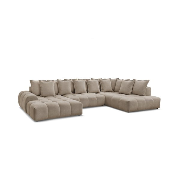 Taupe spalvos iš šenilinio audinio sulankstoma/su sandėliavimo vieta kampinė sofa (su dešiniuoju kampu/„U“ formos) Everest – Bobochic Paris-image-3