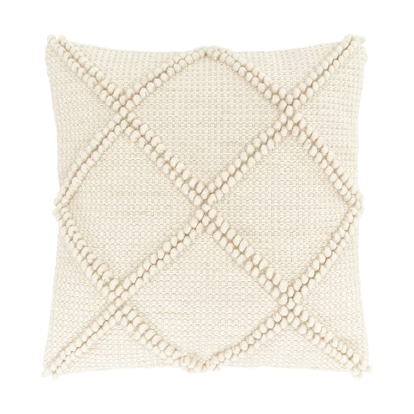 Smėlio spalvos dekoratyvinis pagalvės užvalkalas su vilna Westwing Collection Janina, 45 x 45 cm