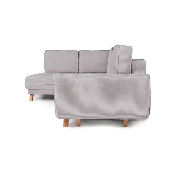 Šviesiai pilkos spalvos sulankstoma/su sandėliavimo vieta kampinė sofa iš kordinio velveto (su dešiniuoju kampu/„L“ formos) Tori – Bonami Selection-image-4