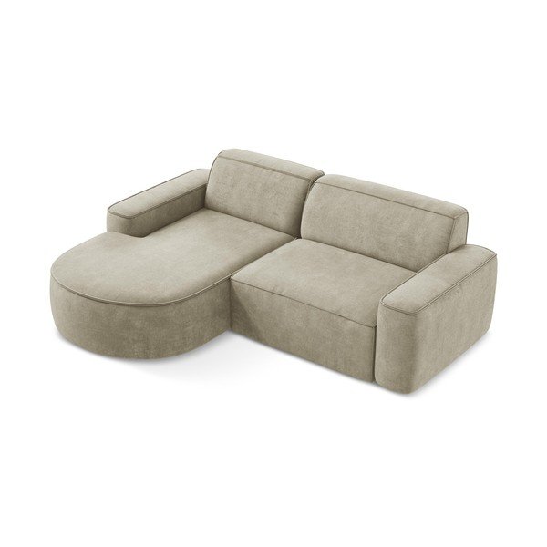 Smėlio spalvos iš šenilinio audinio kampinė sofa (su kairiuoju kampu/su gultu) Omao – Makamii-image-4