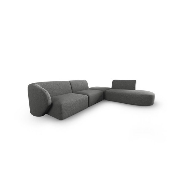 Pilkos spalvos iš šenilinio audinio kampinė sofa (su dešiniuoju kampu/„L“ formos) Paolo – Milo Casa-image-2