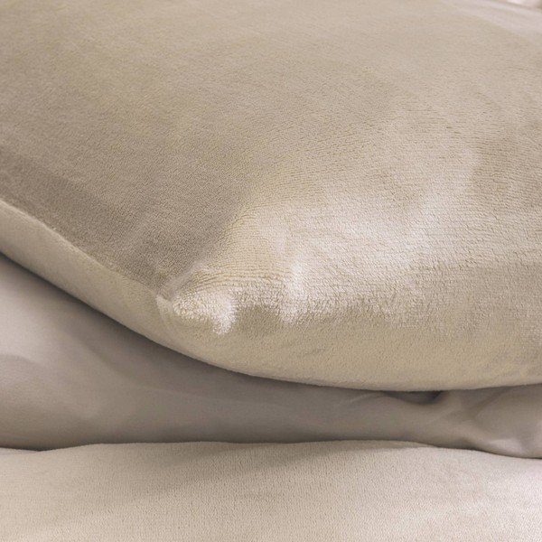 Smėlio spalvos iš mikroflanelės dvigulė/itin ilga patalynė 3 dalių 240x220 cm Flanou – douceur d'intérieur-image-2