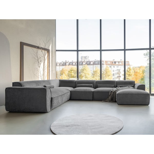 Kampinė sofa pilkos spalvos (su kairiuoju kampu/„U“ formos) Flex Felix – Miuform-image-1