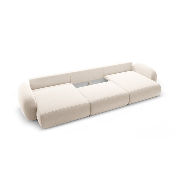 Kreminės spalvos iš šenilinio audinio sulankstoma/su sandėliavimo vieta kampinė sofa („U“ formos) Tonale – Cosmopolitan Design-image-2