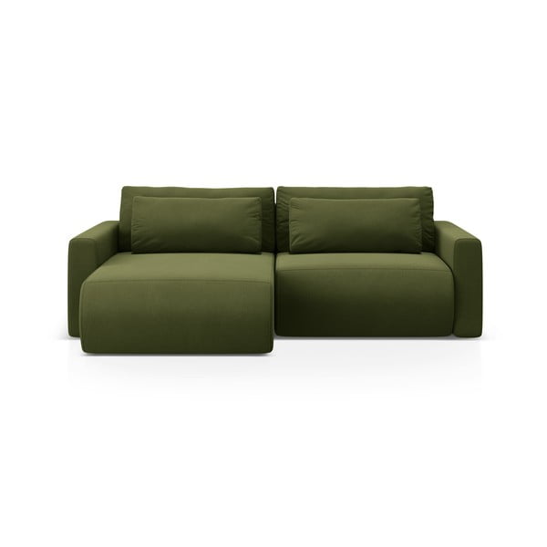 Žalios spalvos iš velveto sulankstoma/su sandėliavimo vieta kampinė sofa Belfast – Cosmopolitan Design