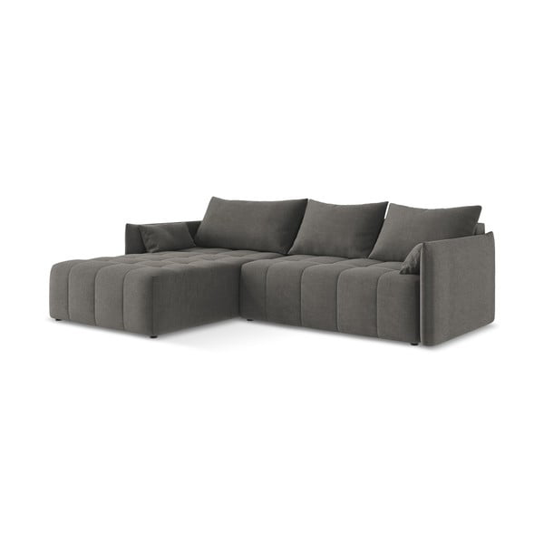 Tamsiai pilkos spalvos sulankstoma/su sandėliavimo vieta kampinė sofa (su kairiuoju kampu/su gultu) Moku – Makamii-image-2