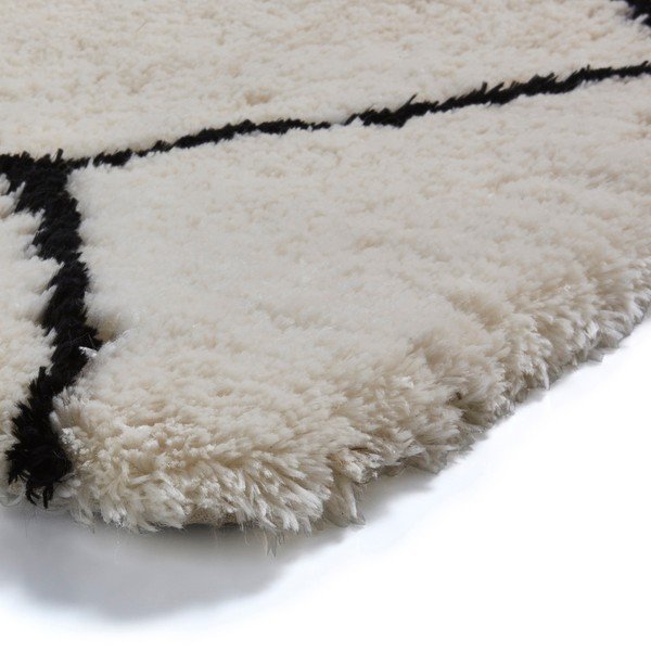 Smėlio ir juodos spalvos rankomis siūtas kilimas Think Rugs Morocco Lento Ivory & Black, 200 x 290 cm-image-3