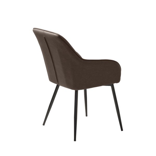 Tamsiai rudos spalvos iš audinio valgomojo kėdė su porankiais Melfort – Unique Furniture-image-3