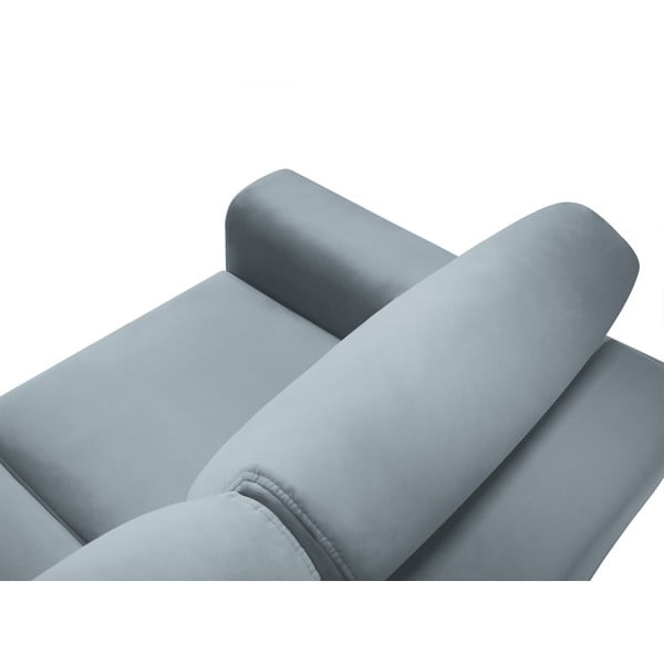 Šviesiai mėlynos spalvos iš velveto sulankstoma/su sandėliavimo vieta kampinė sofa Kyoto – Cosmopolitan Design-image-4
