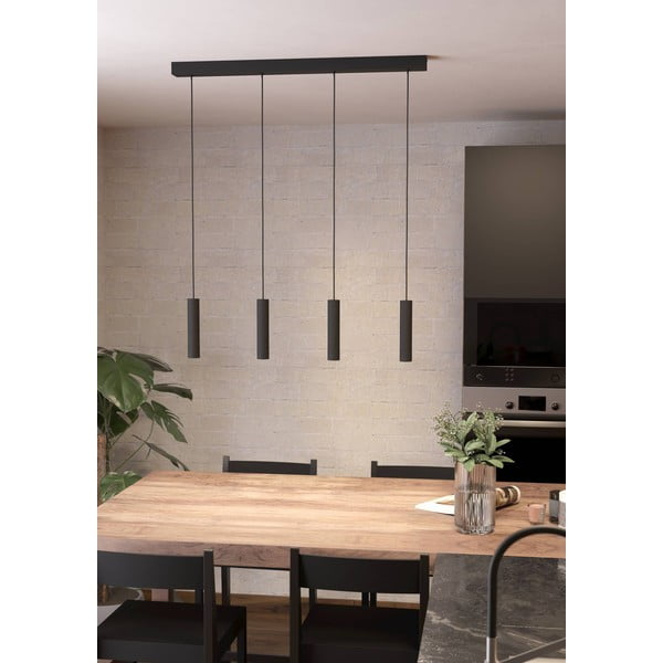 Kabantis šviestuvas juodos spalvos LED su metaliniu gaubtu ALMUDAINA – EGLO-image-1