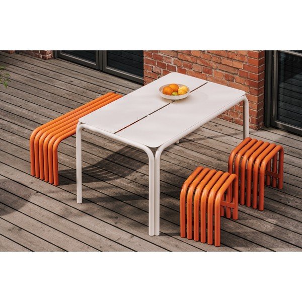Oranžinės spalvos metalinis sodo suoliukas Nokk – noo.ma-image-4