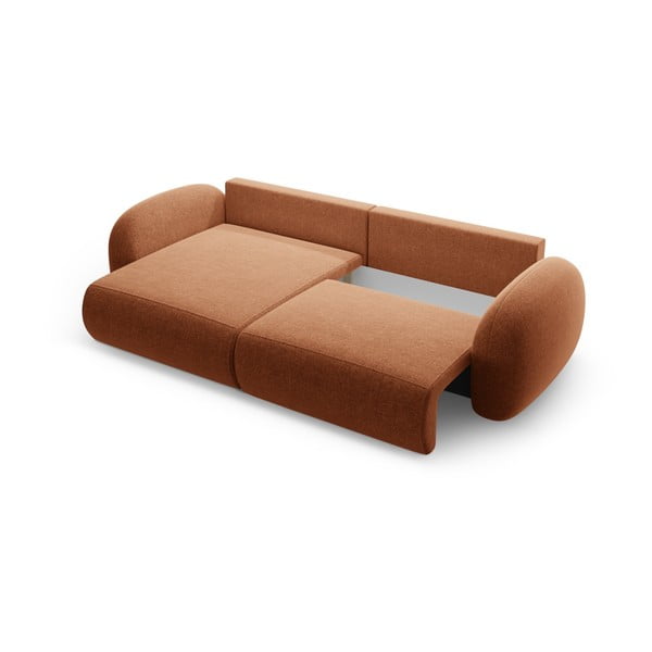 Raudonos plytų spalvos iš šenilinio audinio sulankstoma/su sandėliavimo vieta kampinė sofa Tonale – Cosmopolitan Design-image-3