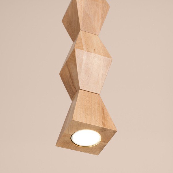 Natūralios spalvos iš buko masyvo kabantis šviestuvas ø 8 cm Cubo – Sollux-image-2