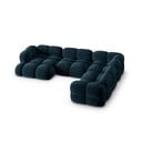 Tamsiai mėlynos spalvos iš velveto kampinė sofa (su dešiniuoju kampu/„U“ formos) Loretto – Cosmopolitan Design