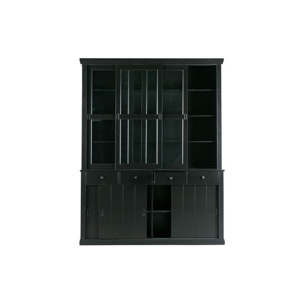 Vitrina juodos spalvos su stumdomomis durimis iš pušies masyvo 166x214 cm Lagos – WOOOD-image-4