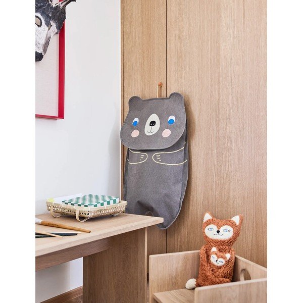 Rudos spalvos iš tekstilės kabantis organizatorius Darling Bear – OYOY Mini-image-1