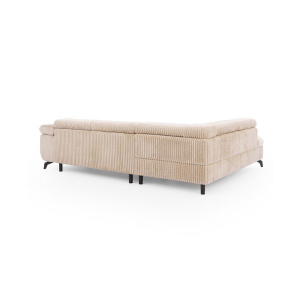 Smėlio spalvos kampinė sofa iš kordinio velveto (su kairiuoju kampu/„L“ formos) Marbeya  – Ropez-image-3