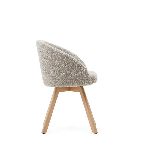 Pilkos spalvos iš audinio valgomojo kėdė su porankiais Marvin – Kave Home-image-3