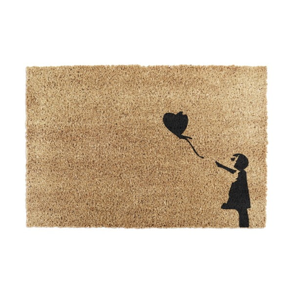 Iš kokoso pluošto grindų kilimėlis 40x60 cm Girl With a Ballon – Artsy Doormats