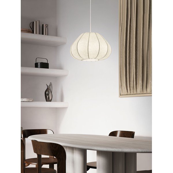Matinės baltos spalvos iš tekstilės kabantis šviestuvas ø 50 cm Bora – Nova Luce-image-1