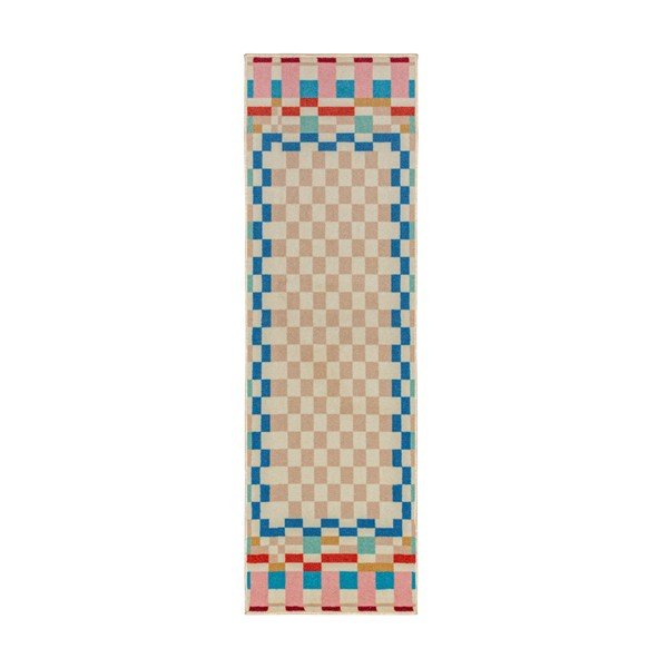 Iš vilnos mišinio kilimas 80x300 cm Checkered Border – Flair Rugs