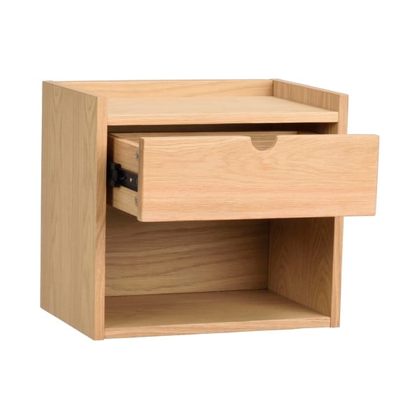 Iš ąžuolo masyvo pakabinamas/su lentynomis naktinis staliukas natūralios spalvos Hillmond – Rowico-image-2