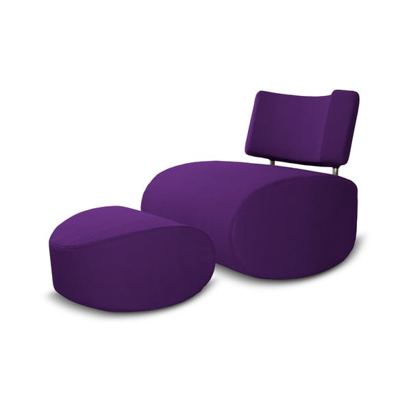Violetinės spalvos supamasis krėslas su atrama kojoms Softline Apollo
