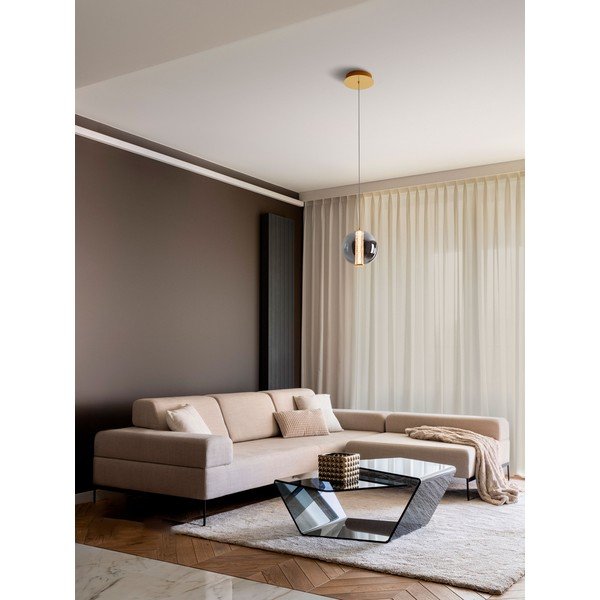 Pilkos spalvos iš metalo kabantis šviestuvas LED ø 22 cm su stiklo gaubtu Navi – Nova Luce-image-1