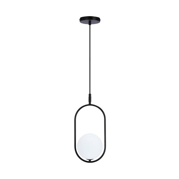 Juodas pakabinamas šviestuvas su stikliniu gaubtu 18,5x15 cm Cordel - Candellux Lighting