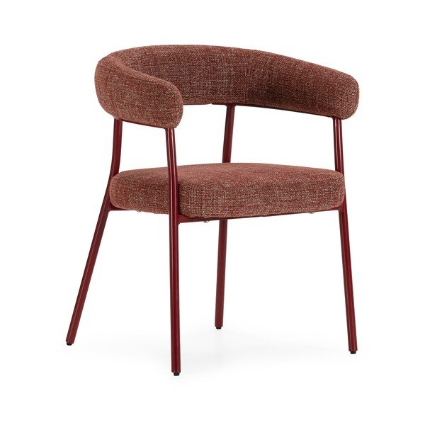 Terakotos spalvos iš audinio valgomojo kėdžių komplektas su porankiais 2 vnt. Yuri – MOME