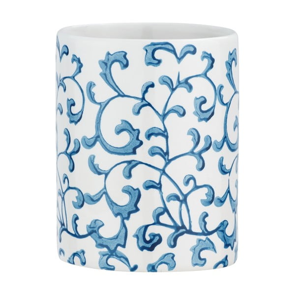 Wenko Mirabello mėlynos ir baltos spalvos keraminis dantų šepetėlio puodelis