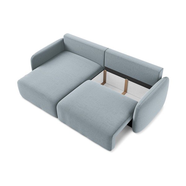 Mėlynos spalvos sulankstoma/su sandėliavimo vieta kampinė sofa iš velveto (su kairiuoju kampu/su gultu) Kalena – Makamii-image-4