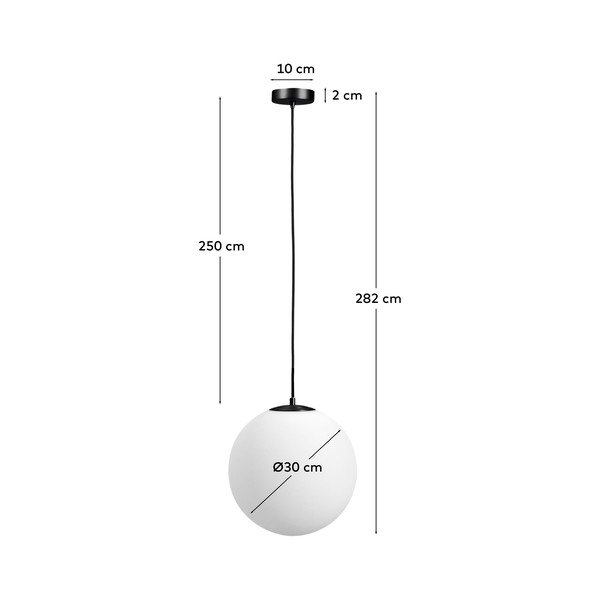 Baltos spalvos/juodos spalvos iš metalo kabantis šviestuvas ø 30 cm su stiklo gaubtu Brisia – Kave Home-image-3