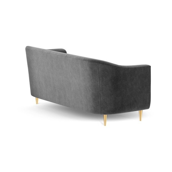 Tamsiai pilka aksominė sofa Kooko Home Corde, 175 cm-image-3