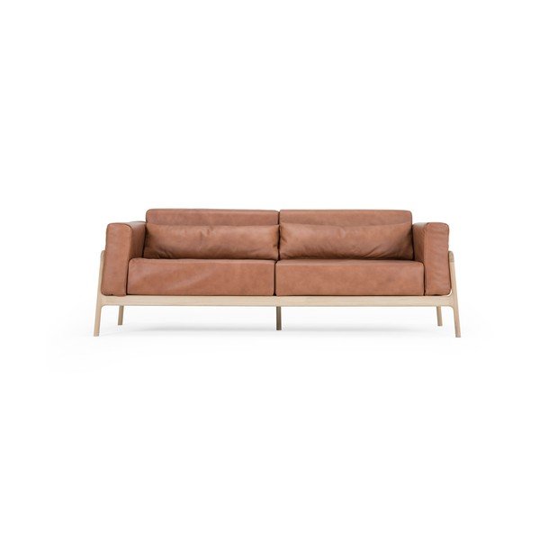 Ruda buivolo odos sofa su ąžuolo masyvo konstrukcija Gazzda Fawn, 210 cm