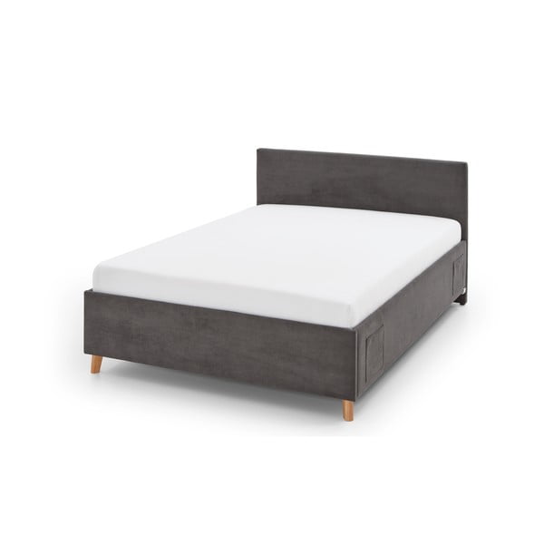 Antracito spalvos iš audinio vaikiška lova su sandėliavimo vieta su lovos grotelėmis 140x200 cm Cool – Meise Möbel