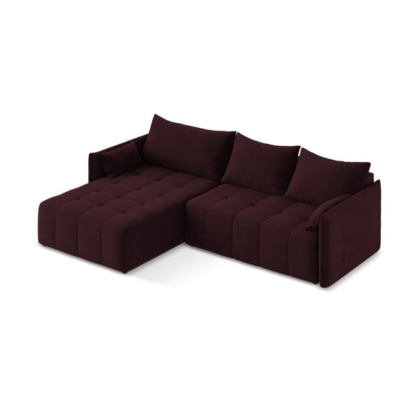 Bordo spalvos sulankstoma/su sandėliavimo vieta kampinė sofa (su kairiuoju kampu/su gultu) Moku – Makamii-image-3